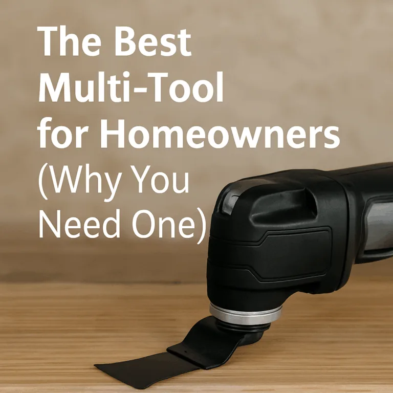A multi-tool resting on a wooden surface, representing the best multi-tool options for homeowners and DIY projects.