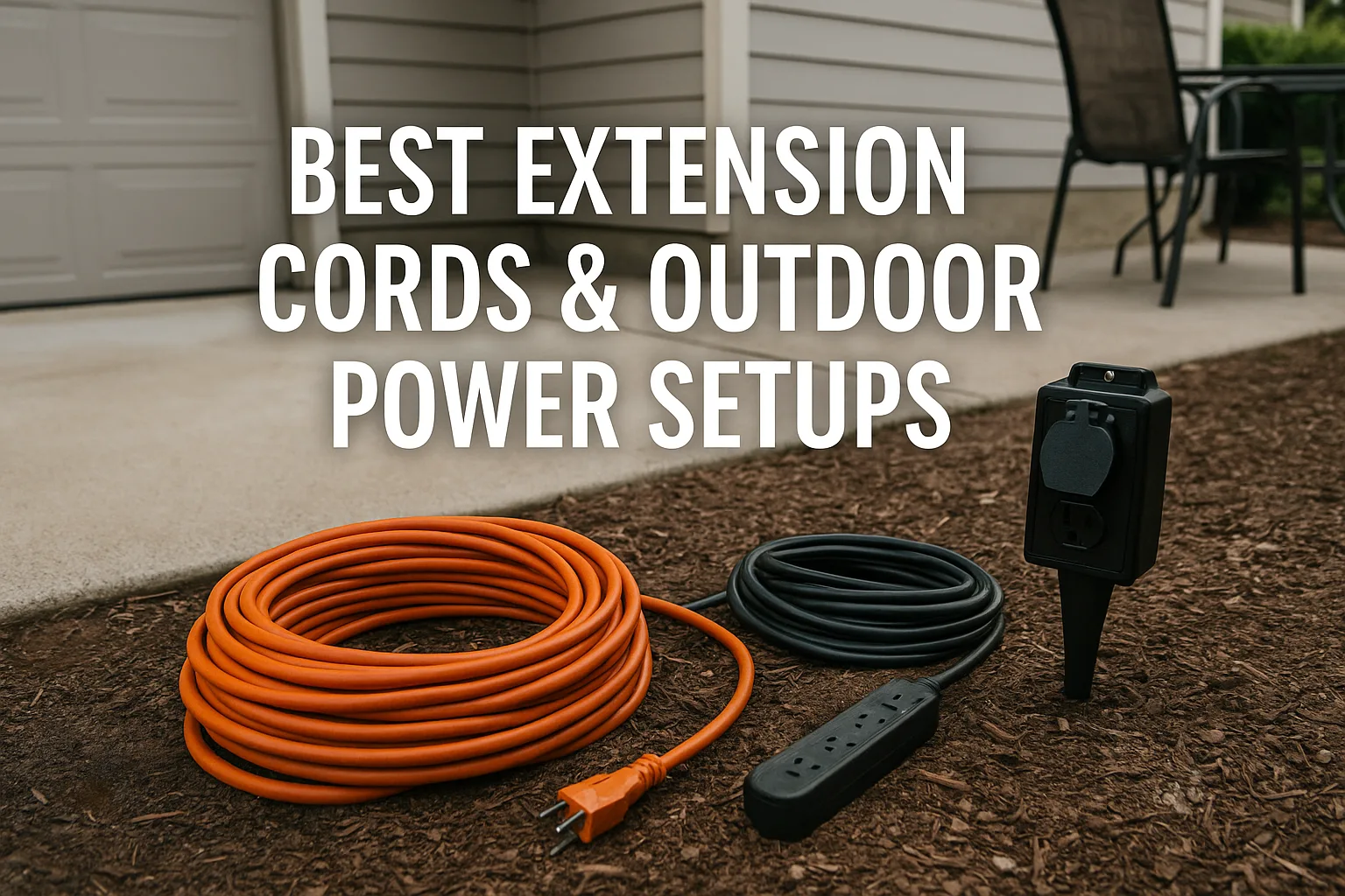 Heavy-duty extension cord and outdoor power setup on a patio with DIY tools in background—featured image for spring home improvement post