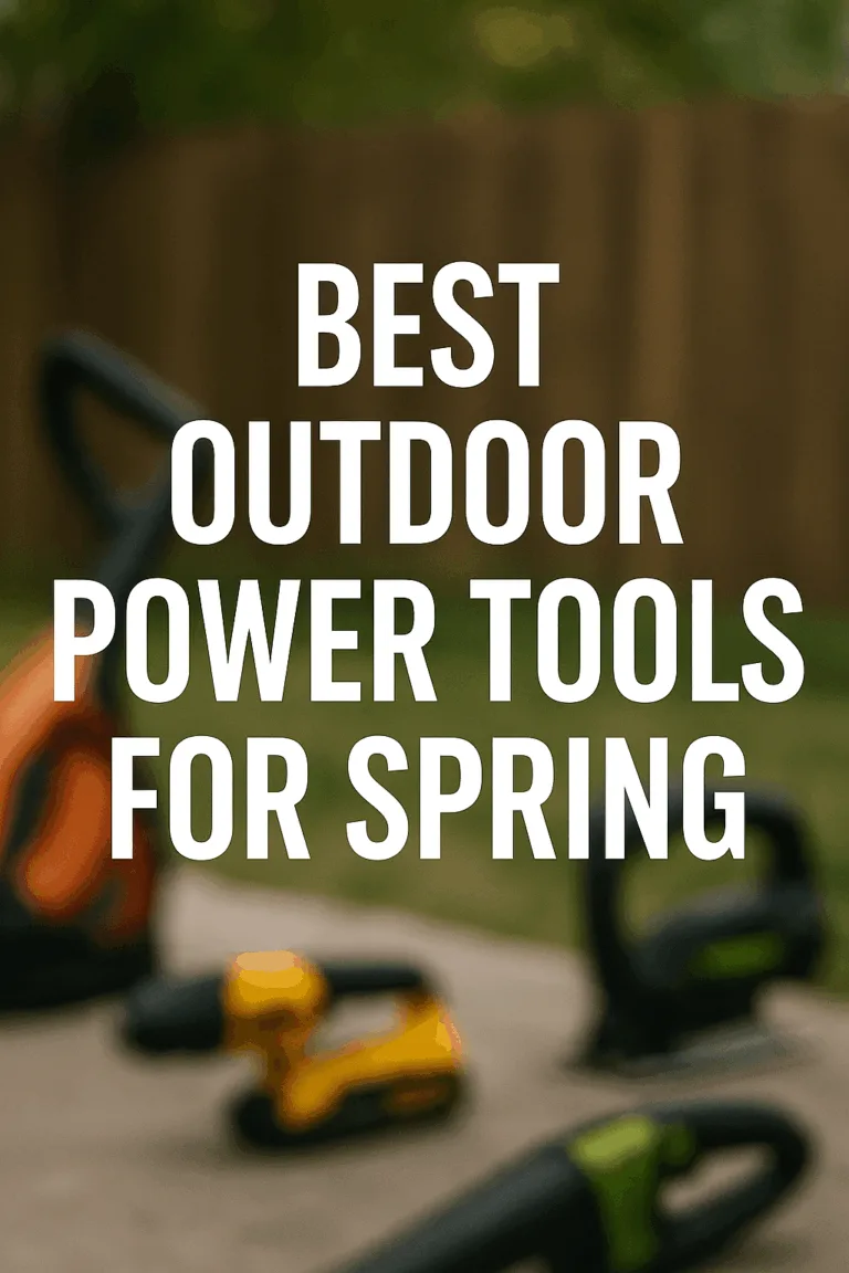 Best outdoor power tools for spring 2025 — cordless leaf blower, string trimmer, chainsaw, pressure washer, hedge trimmer.