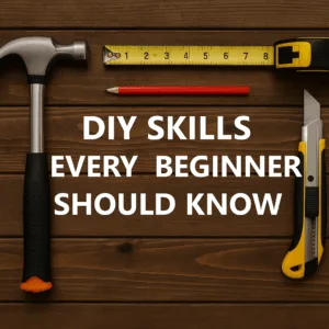 A realistic photo of essential DIY tools neatly arranged on a workbench — ideal for beginners learning basic DIY skills.