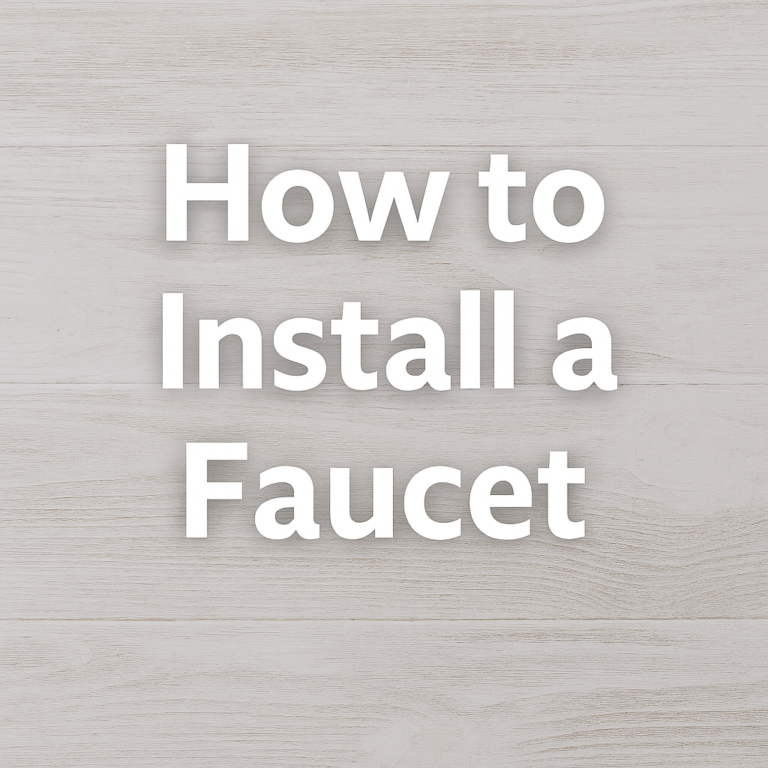 Modern kitchen sink with overlay text reading ‘How to Install a Faucet’ — clean DIY layout with Gold Team Home branding