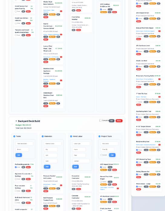 Track tool costs and shopping comparisons with Gold Team Home